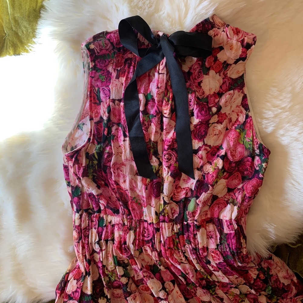 Kate Spade sleeveless rose-print back-tie dress